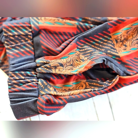 Crazy Train Western Buffalo Plaid W/ Tooled Leather Look Lounge Pants W/ Pockets - Picture 12 of 12